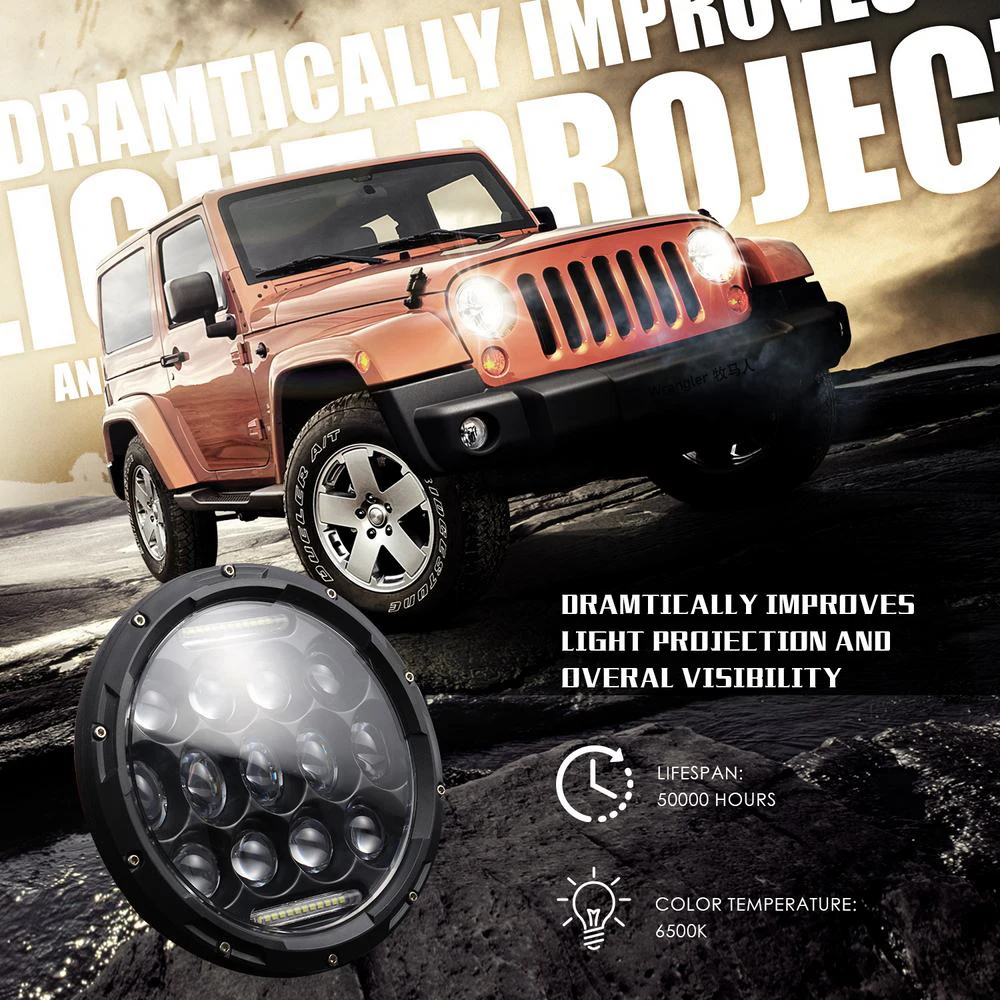 1pcs 7Inch LED Headlight High Low Beam Light Round Headlamps for Jeep Wrangler Hummer Led Head Lamp Bulbs Waterproof Car Light
1pcs 7Inch LED Headlight High Low Beam Light Round Headlamps for Jeep Wrangler Hummer Led Head Lamp Bulbs Waterproof Car Light