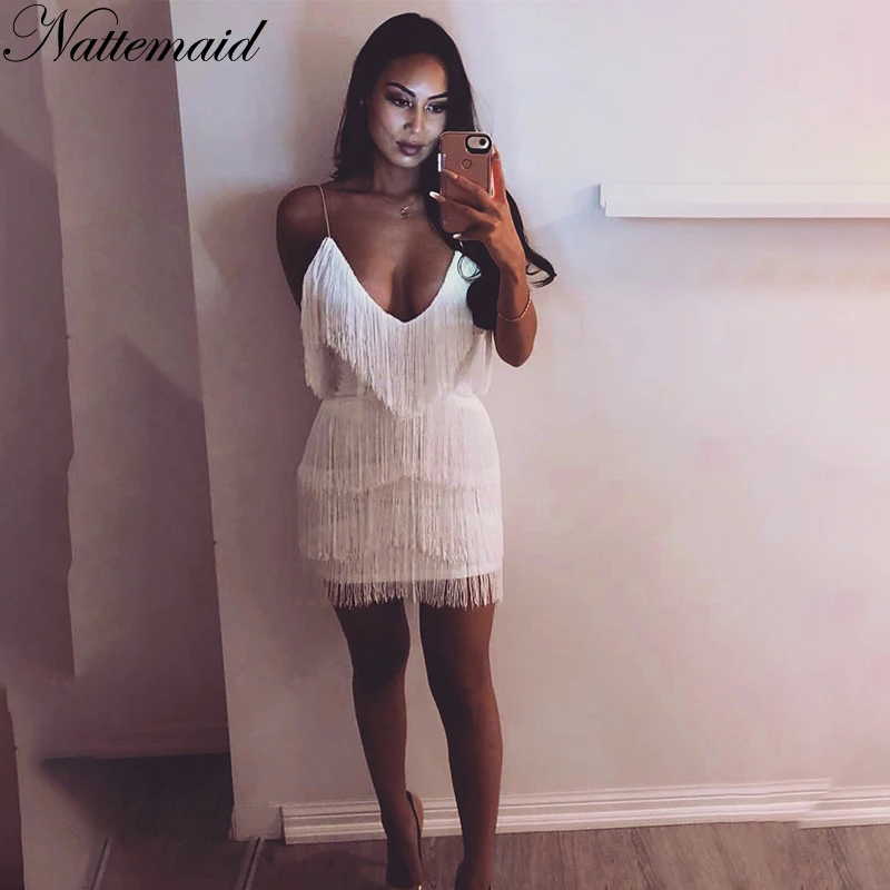 NATTEMAID Vestidos Verano 2019 Summer Dresses White Black Casual Sexy Club Tassel Dress Women Backless V Neck Elegant Mini Dress
NATTEMAID Vestidos Verano 2019 Summer Dresses White Black Casual Sexy Club Tassel Dress Women Backless V Neck Elegant Mini Dress