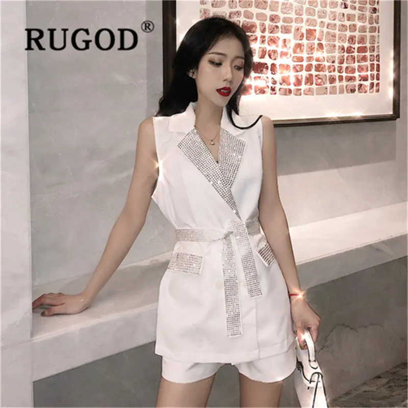 RUGOD 2019 new arrival 2 piece set women suit collar waist slim Vest sleeveless temperament casual summer clothes for women
RUGOD 2019 new arrival 2 piece set women suit collar waist slim Vest sleeveless temperament casual summer clothes for women