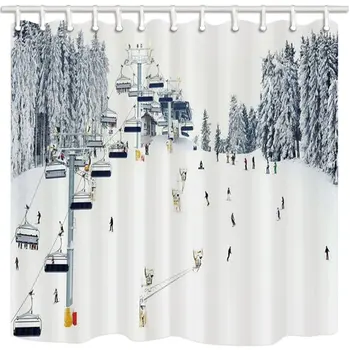 Sport Shower CurtainWinter Holiday Travel Snow Mountain Skiing Cable CarMildew Resistant Waterproof Bathroom Shower Curtain Set
Sport Shower CurtainWinter Holiday Travel Snow Mountain Skiing Cable CarMildew Resistant Waterproof Bathroom Shower Curtain Set