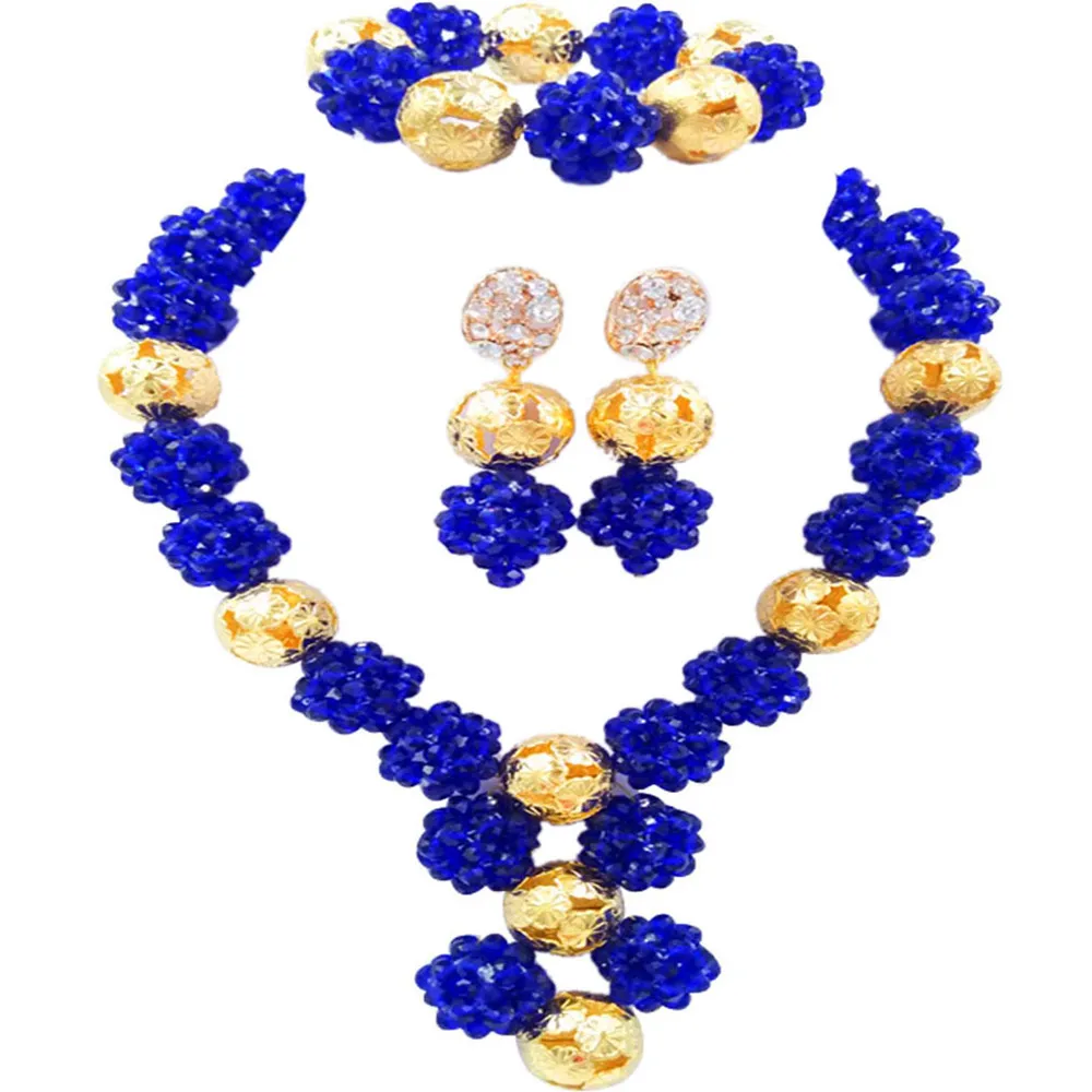 Royal Blue Nigerian Wedding African Beads Jewelry Set Crystal Ball Beaded Necklace Bracelet Earrings 1SJQ01
Royal Blue Nigerian Wedding African Beads Jewelry Set Crystal Ball Beaded Necklace Bracelet Earrings 1SJQ01