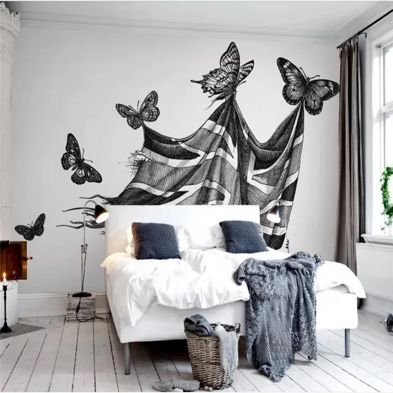 Custom wallpaper simple black and white butterfly magic blanket fashion Nordic TV background wall - mural waterproof material
Custom wallpaper simple black and white butterfly magic blanket fashion Nordic TV background wall - mural waterproof material