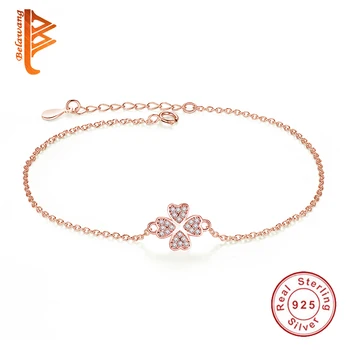 Wholesale Rose Gold-Color Four Leaf Charm Bracelets Austrian Crystal Love Heart Women Bracelet 925 Sterling Silver Jewelry Gift
Wholesale Rose Gold-Color Four Leaf Charm Bracelets Austrian Crystal Love Heart Women Bracelet 925 Sterling Silver Jewelry Gift