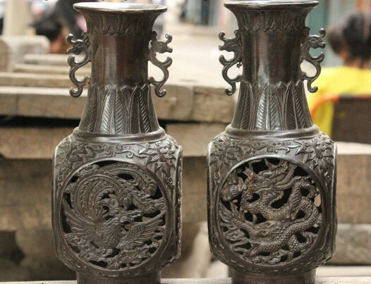 shitou 003272 8" Marked China Palace Bronze Copper Dragon Phoenix Flower Vase Pot Pair Statue
shitou 003272 8" Marked China Palace Bronze Copper Dragon Phoenix Flower Vase Pot Pair Statue
