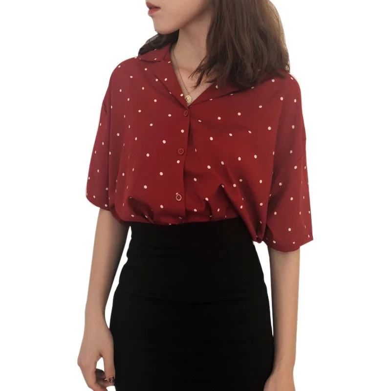 B 2019 Fashion Summer Blouse Women Short Sleeve Blusas Polka Dot Women's Turn Down Collar Casual Short Womens Tops and blouses
B 2019 Fashion Summer Blouse Women Short Sleeve Blusas Polka Dot Women's Turn Down Collar Casual Short Womens Tops and blouses