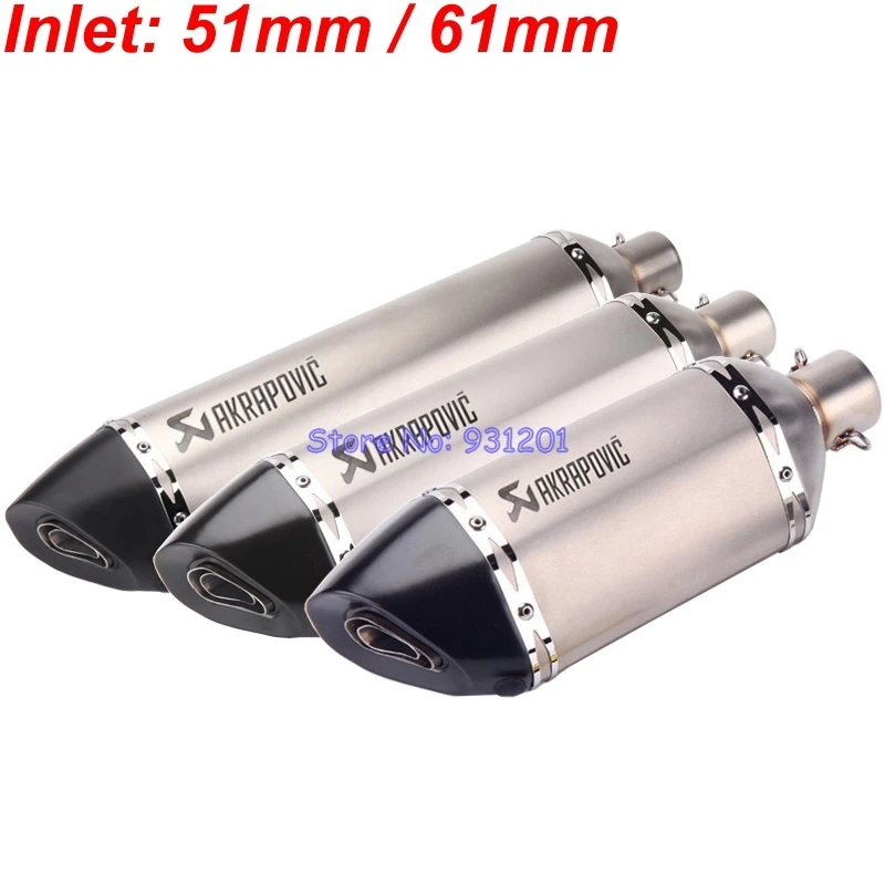 570mm/470mm/370mm Inlet 51mm / 61mm Motorcycle Akrapovic Muffler Exhaust Pipe Slip On with DB Killer
570mm/470mm/370mm Inlet 51mm / 61mm Motorcycle Akrapovic Muffler Exhaust Pipe Slip On with DB Killer
