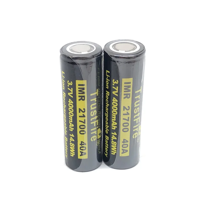 2pcs/lot TrustFire IMR 21700 3.7V 40A 4000mAh 14.8W Battery Rechargeable Lithium Batteries Cell For Flashlights Torches
2pcs/lot TrustFire IMR 21700 3.7V 40A 4000mAh 14.8W Battery Rechargeable Lithium Batteries Cell For Flashlights Torches