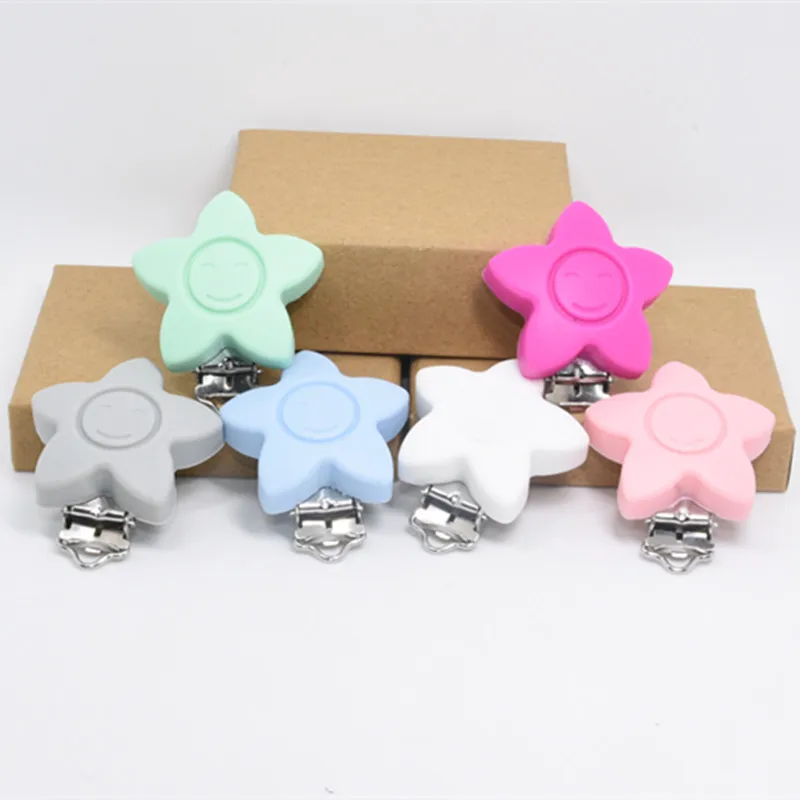 20 PCS Baby Pacifier Clip Soother Teether Star Shape Silicone Smile Face Engraved Holder Anti Fall Pacifier Clips Baby Products
20 PCS Baby Pacifier Clip Soother Teether Star Shape Silicone Smile Face Engraved Holder Anti Fall Pacifier Clips Baby Products