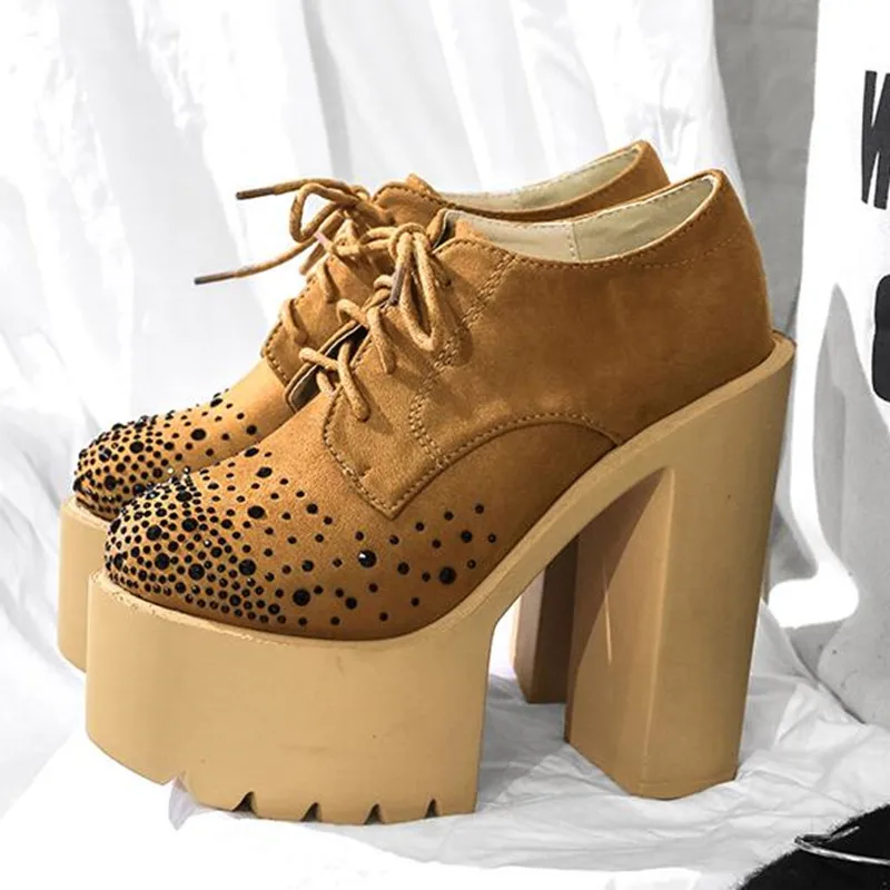 Spring new lace thick heel shoes heavy bottomed waterproof table super high heel shoes 14CM night women shoes
Spring new lace thick heel shoes heavy bottomed waterproof table super high heel shoes 14CM night women shoes