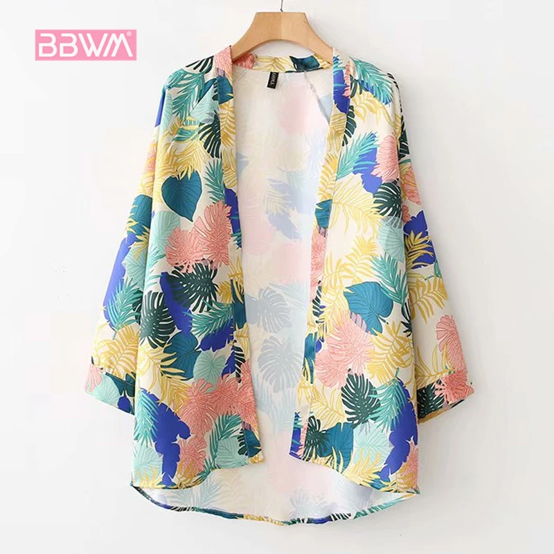 Exquisite women's 2018 summer tropical style seaside resort printing kimono shirt female
Exquisite women's 2018 summer tropical style seaside resort printing kimono shirt female
