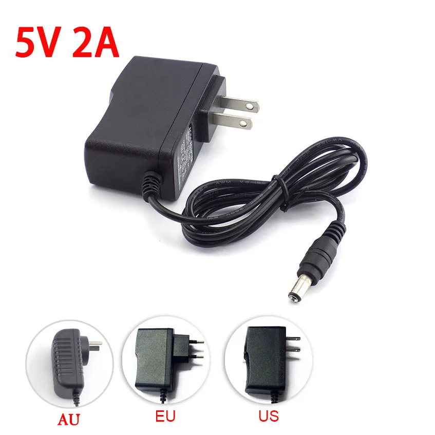 DC 5V 2A 2000mA AC to DC Power Adapter supply US EU Plug 5.5mm x 2.1mm 100V - 240V Converter charger for LED Strip Lamp Switch
DC 5V 2A 2000mA AC to DC Power Adapter supply US EU Plug 5.5mm x 2.1mm 100V - 240V Converter charger for LED Strip Lamp Switch