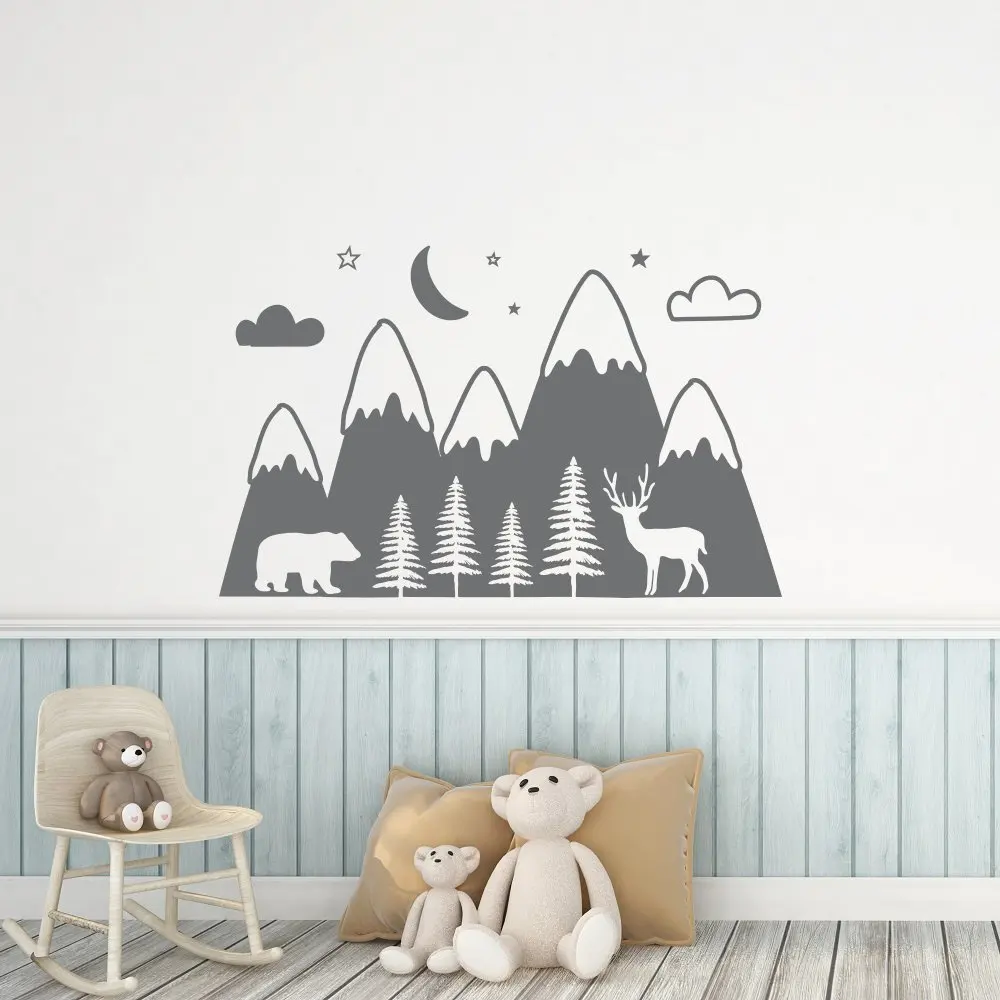 Mountains Woodland Baby Nursery Wall Decal for Kids Rooms Bear Dear Animal Vinyl Sticker Wallpaper Playroom Decor Decals D454
Mountains Woodland Baby Nursery Wall Decal for Kids Rooms Bear Dear Animal Vinyl Sticker Wallpaper Playroom Decor Decals D454