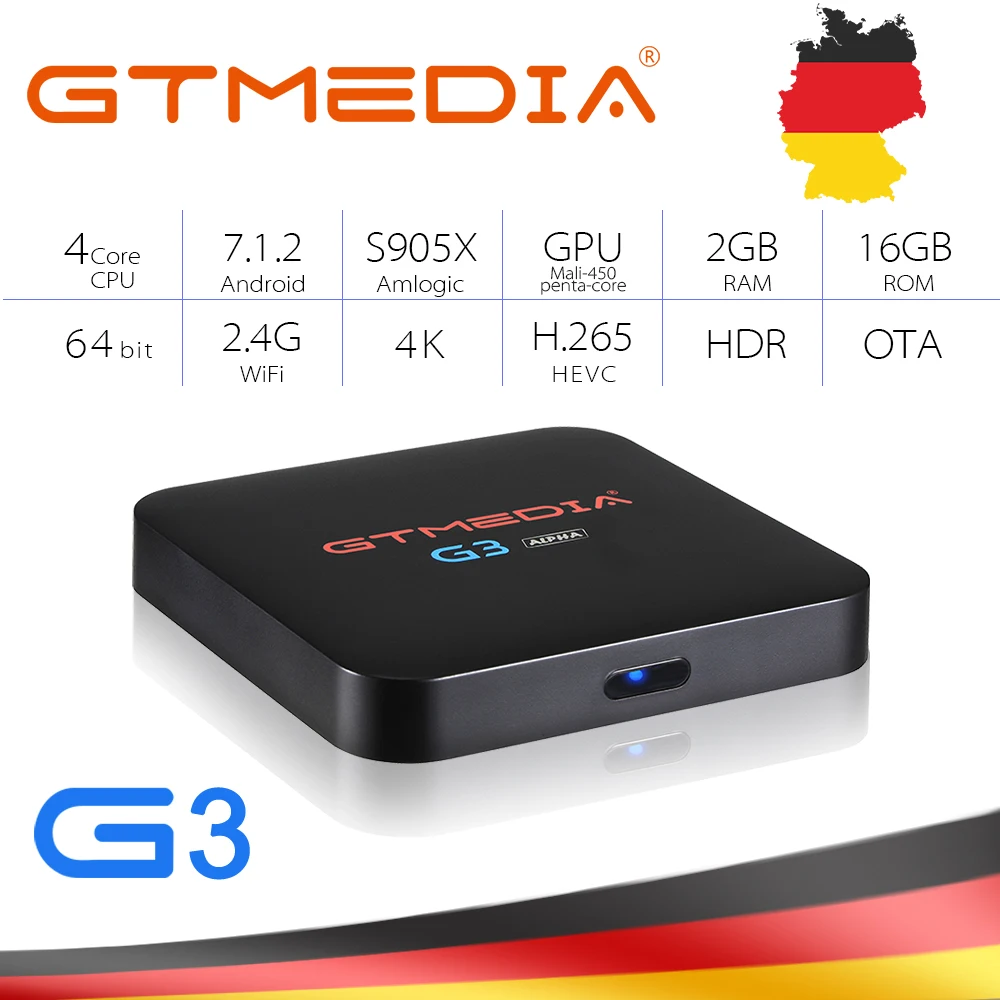 GTMEDIA G3 Smart TV Box Android 7.1 2GB 16GB H.265 4K Wifi Play Netflix Android TV Box Xtream IPTV Stalker IPTV for GTPlayer
GTMEDIA G3 Smart TV Box Android 7.1 2GB 16GB H.265 4K Wifi Play Netflix Android TV Box Xtream IPTV Stalker IPTV for GTPlayer