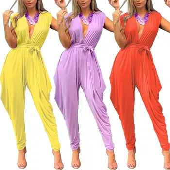 2019 Women Sleeveless Sexy Party Jumpsuit Deep V Neck Casual Playsuit Ladies Loose Haren Pleated Overalls
2019 Women Sleeveless Sexy Party Jumpsuit Deep V Neck Casual Playsuit Ladies Loose Haren Pleated Overalls