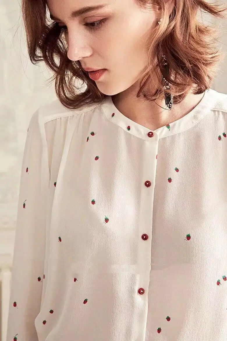19 spring Strawberry long sleeved silk shirt sweetheart fresh sand wash silk Blouses
19 spring Strawberry long sleeved silk shirt sweetheart fresh sand wash silk Blouses