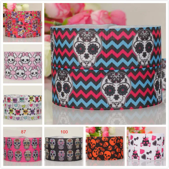 Фото random delivery 1&quotand 7/8" 5/10/20 yards skull head ribbon printed grosgrain big promotion  Дом и | Ribbons (32854117940)