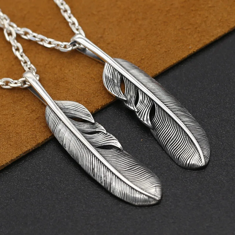 S925 Sterling Silver Jewelry Retro Thai Silver Personalized Male And Female Feather Pendant
S925 Sterling Silver Jewelry Retro Thai Silver Personalized Male And Female Feather Pendant
