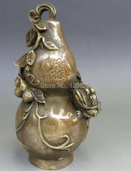 6" Chinese Feng Shui Brass copper lucky Three legged toad Gourd Sculpture Statue
6" Chinese Feng Shui Brass copper lucky Three legged toad Gourd Sculpture Statue