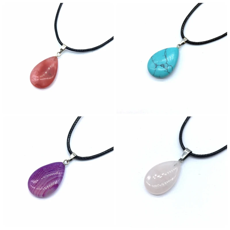 13 Colors Natural Stone Bead Drop Pendant Necklace With Black Wire Cord 18x25 mm Carnelian Lava Opal Jaspers etc
13 Colors Natural Stone Bead Drop Pendant Necklace With Black Wire Cord 18x25 mm Carnelian Lava Opal Jaspers etc