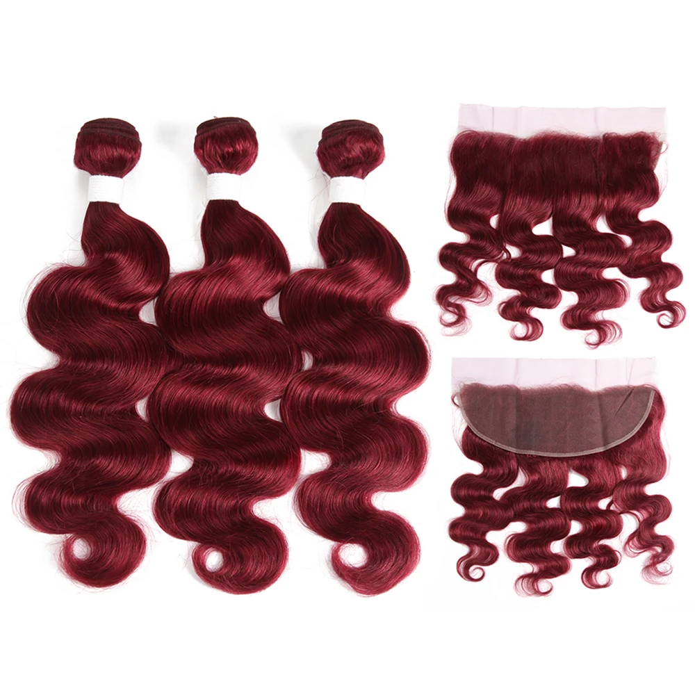 99J/Burgundy Body Wave Human Hair Bundles With Frontal 3PCS Brazilian Hair With Closure Non-Remy Hair Weave Extension SOKU
99J/Burgundy Body Wave Human Hair Bundles With Frontal 3PCS Brazilian Hair With Closure Non-Remy Hair Weave Extension SOKU