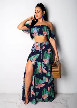 Sexy Print Slash Neck Short Sleeves Strapless Open Slit Straight Dress Women Dress Suits
Sexy Print Slash Neck Short Sleeves Strapless Open Slit Straight Dress Women Dress Suits