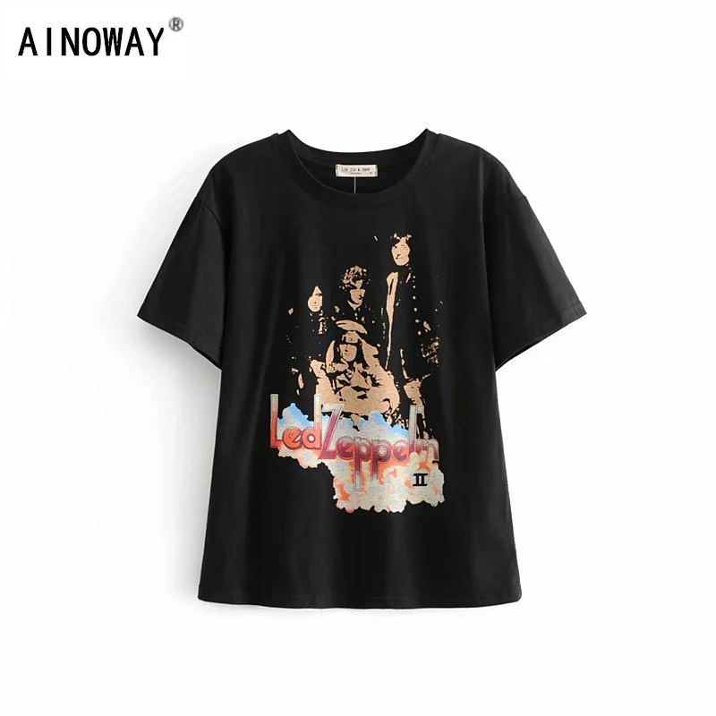 Boho Summer fashion vintage chic women band head print short sleeve t-shirt ladies tops cottonTee shirt camiseta feminina
Boho Summer fashion vintage chic women band head print short sleeve t-shirt ladies tops cottonTee shirt camiseta feminina