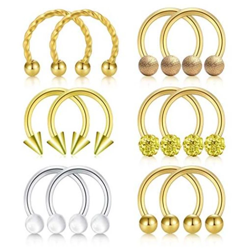 16G Nose Septum Piercing Horseshoe Circular Barbell Surgical Steel Lip Ring Lobe Tragus Cartilage Earring Helix Daith Hoop Body
16G Nose Septum Piercing Horseshoe Circular Barbell Surgical Steel Lip Ring Lobe Tragus Cartilage Earring Helix Daith Hoop Body