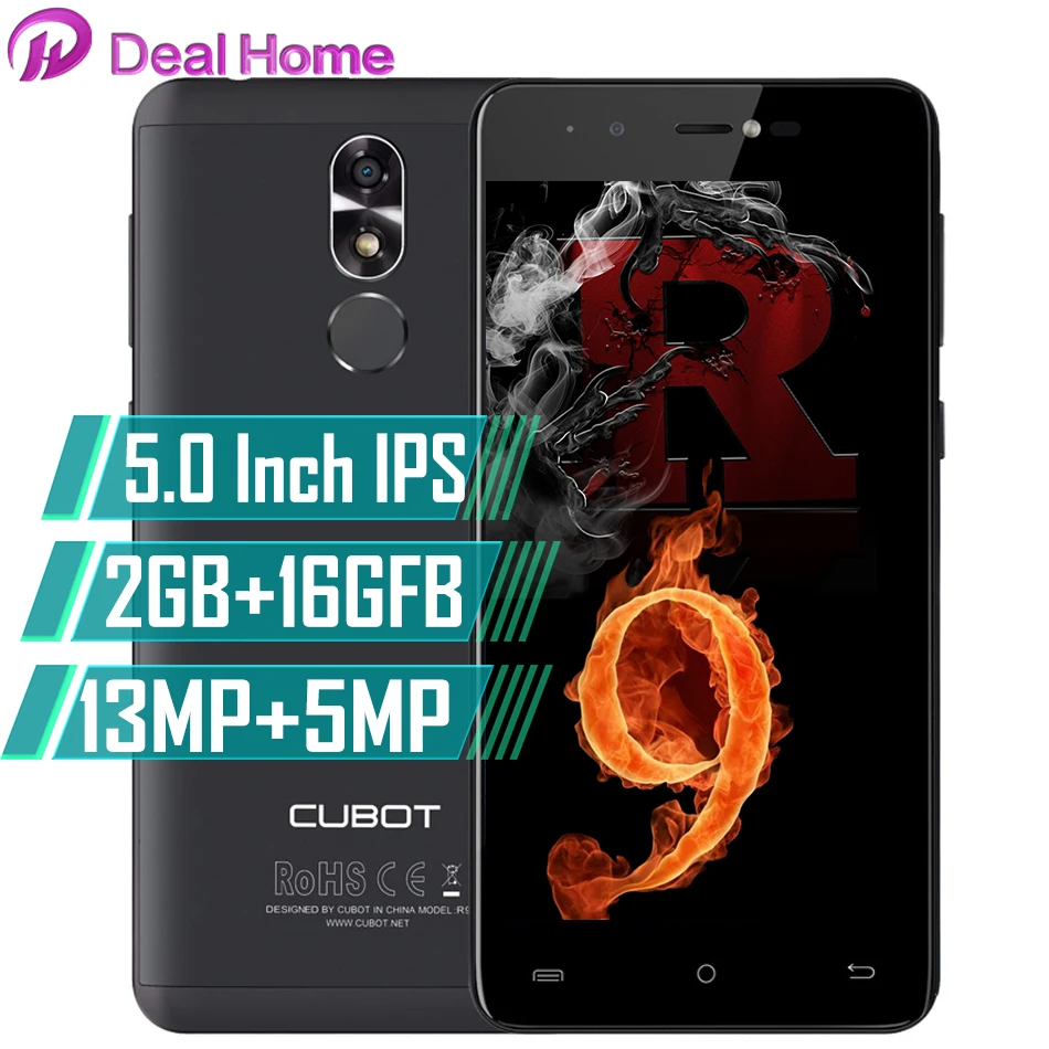 

Original Cubot R9 5.0 Inch IPS HD 13MP 2GB RAM 16GB ROM Cell Phone Touch ID Unlocked Android 7.0 Quad Core Mobile Phone
