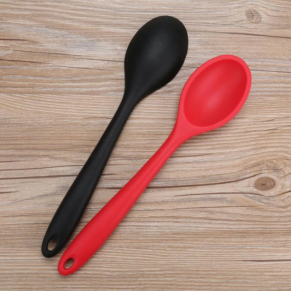 2 Colors Food-grade Silicone Spoon Kitchen Tool Cooking Utensils Mixing Dinnerware 28*6cm Size For 100gD | Дом и сад