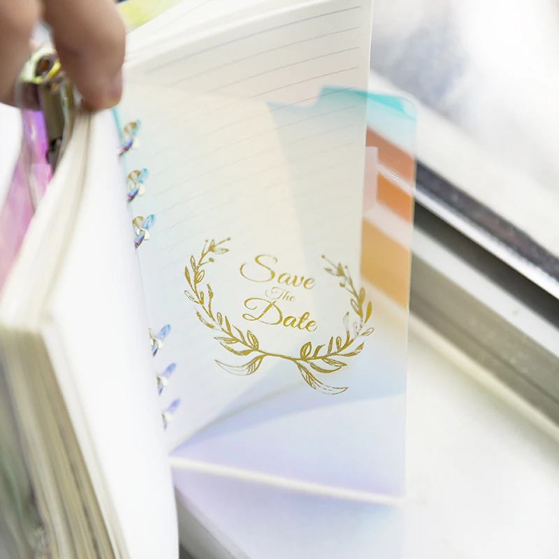 1pcs PVC Laser Planner Dividers, A5 A6 Dazzle Coor Index Separator, Spiral Notebook Organizer Accessories Inner Page Binder
1pcs PVC Laser Planner Dividers, A5 A6 Dazzle Coor Index Separator, Spiral Notebook Organizer Accessories Inner Page Binder