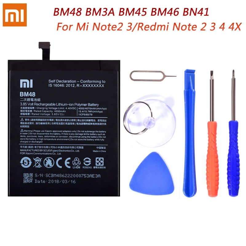 BM48 BM3A BM45 BM46 BN41 Original Battery For Xiaomi Mi Note 2 3 Redmi Note2 Note3 Note4 4X Replacement Lithium Polymer Bateria
BM48 BM3A BM45 BM46 BN41 Original Battery For Xiaomi Mi Note 2 3 Redmi Note2 Note3 Note4 4X Replacement Lithium Polymer Bateria