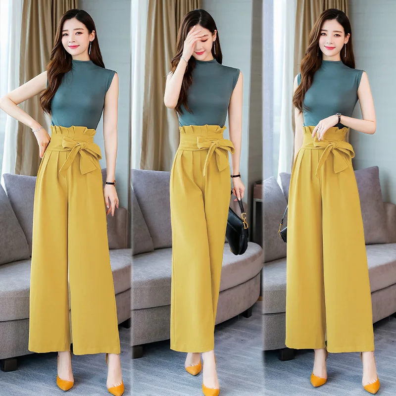 2019 Womens Summer Suit New Two Pieces Sets lady sleeveless solid tops and long wide leg trousers Pants Suits
2019 Womens Summer Suit New Two Pieces Sets lady sleeveless solid tops and long wide leg trousers Pants Suits