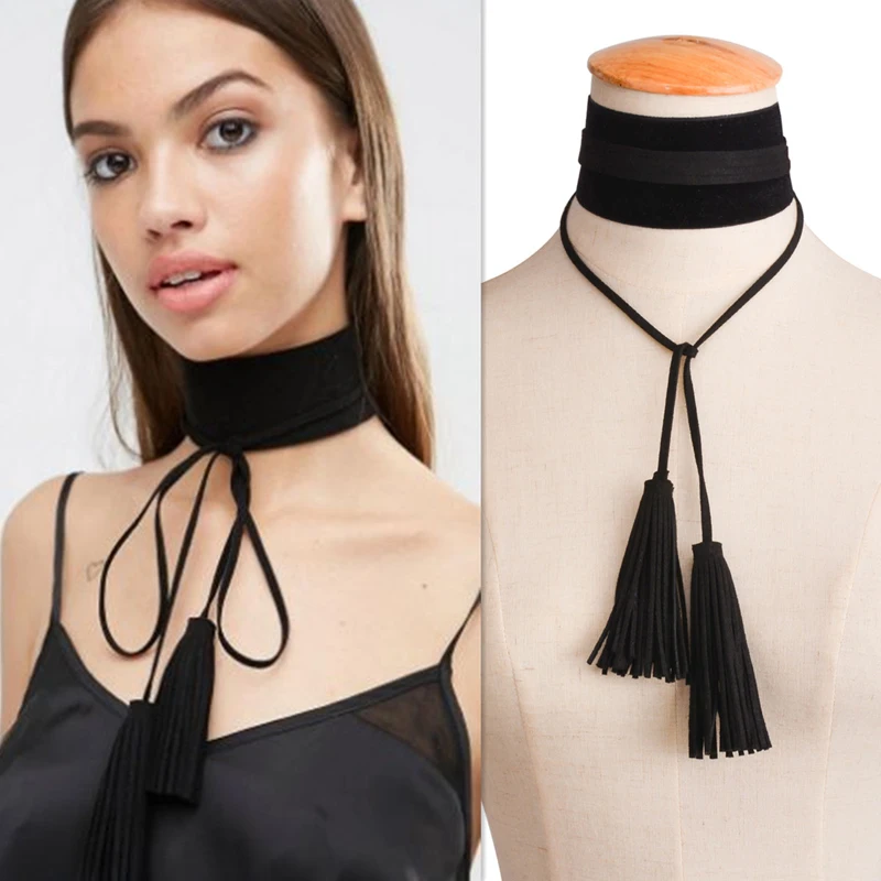 Fashion Women Black White Wide Velvet Bow Choker Tassel Long Rope Collier Femme False Necklace for Girl DIY Jewelry Gifts
Fashion Women Black White Wide Velvet Bow Choker Tassel Long Rope Collier Femme False Necklace for Girl DIY Jewelry Gifts