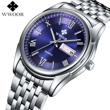 WWOOR Brand Luxury Men Date Stainless Steel Business Watch Men's Quartz Sports Watches Male Luminous Hours Silver Analog Clock
WWOOR Brand Luxury Men Date Stainless Steel Business Watch Men's Quartz Sports Watches Male Luminous Hours Silver Analog Clock
