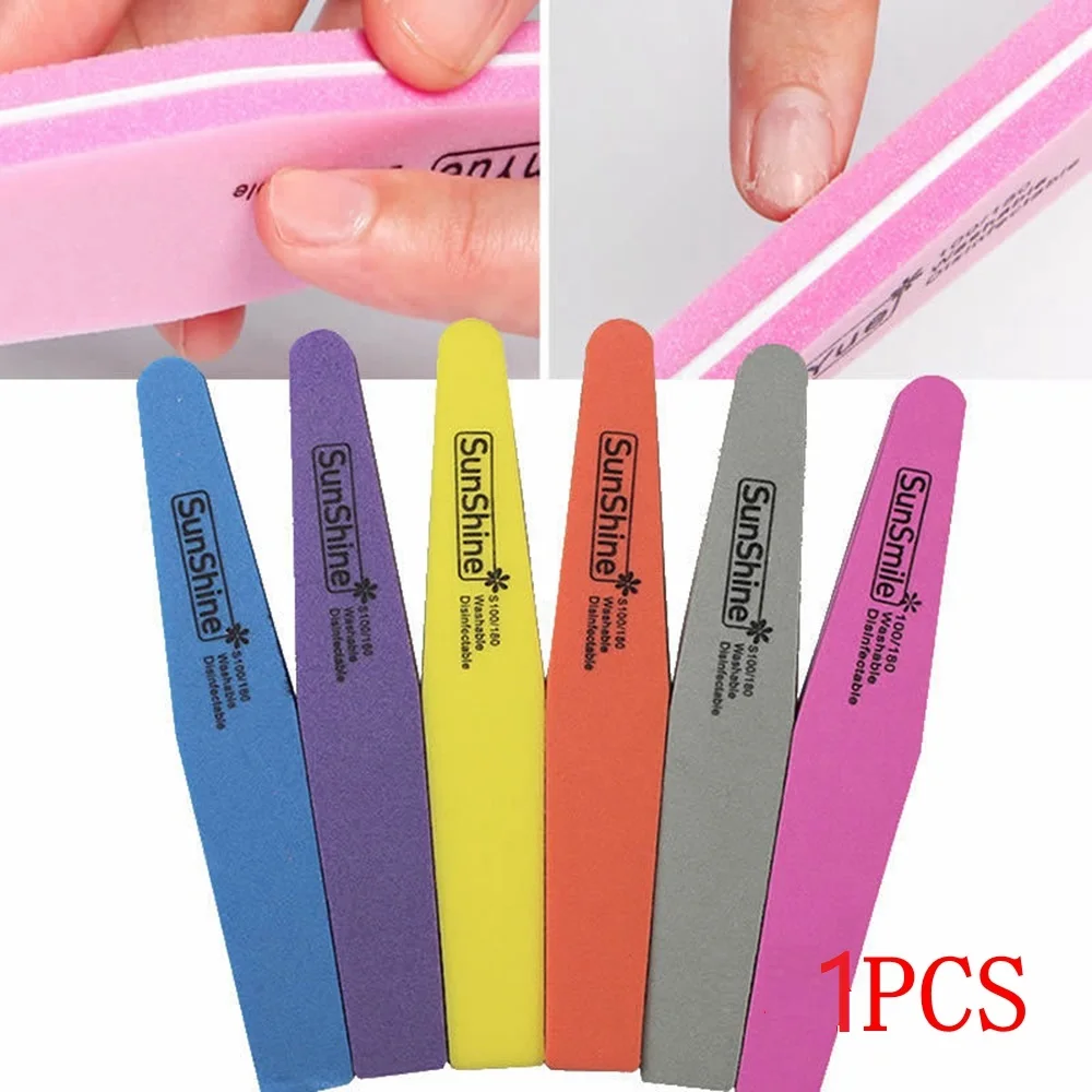 

1 PCS Washable Double Side Nail files buffer 100/180 Trimmer Buffer lime a ongle Nail Art Tools Buffing Sanding File Sponge