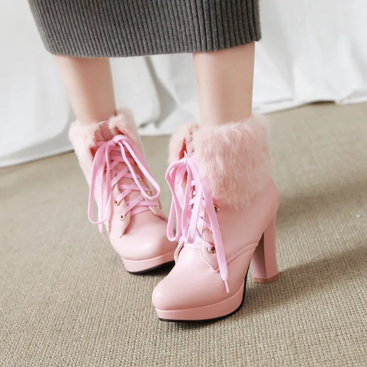 PXELENA 2018 Winter Women Wedding Boots Shoes Faux Fur Lace Up Thin High Heels Fashion Ankle Boots Female White Pink Black 34-43
PXELENA 2018 Winter Women Wedding Boots Shoes Faux Fur Lace Up Thin High Heels Fashion Ankle Boots Female White Pink Black 34-43