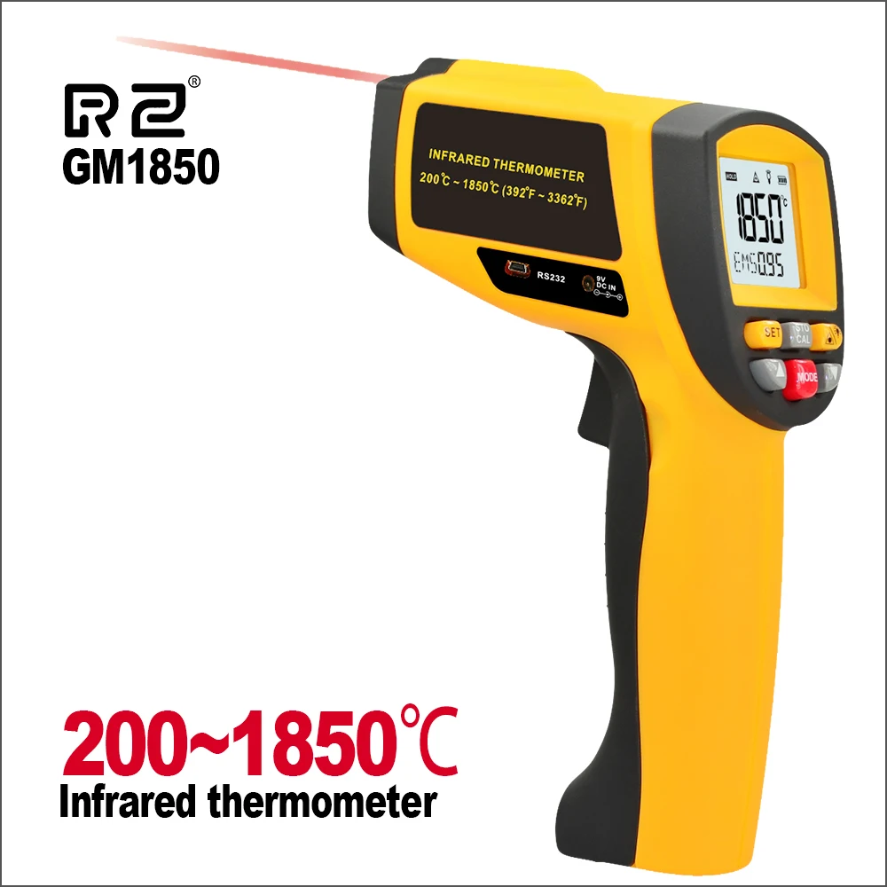 RZ GM1850 Non-Contact LCD Display IR Infrared Digital Temperature Gun Thermometer Industrial Professional Adjustable Tester
RZ GM1850 Non-Contact LCD Display IR Infrared Digital Temperature Gun Thermometer Industrial Professional Adjustable Tester
