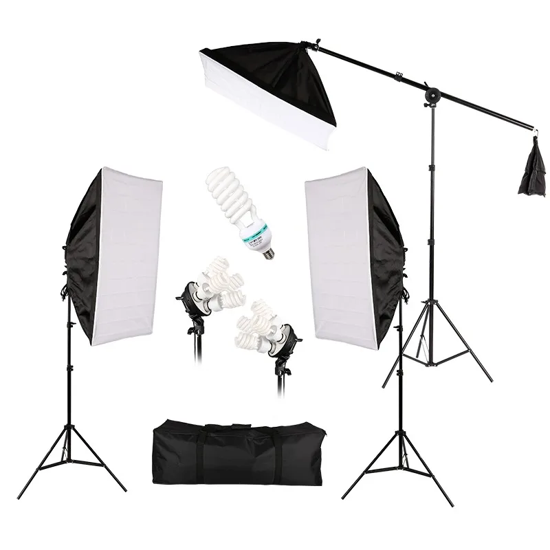 Professional Lighting Kit With Three Softbox Lights, Boom Arm Hairlight Softbox, Lighting Kit for Studio Photography And Youtube
Professional Lighting Kit With Three Softbox Lights, Boom Arm Hairlight Softbox, Lighting Kit for Studio Photography And Youtube