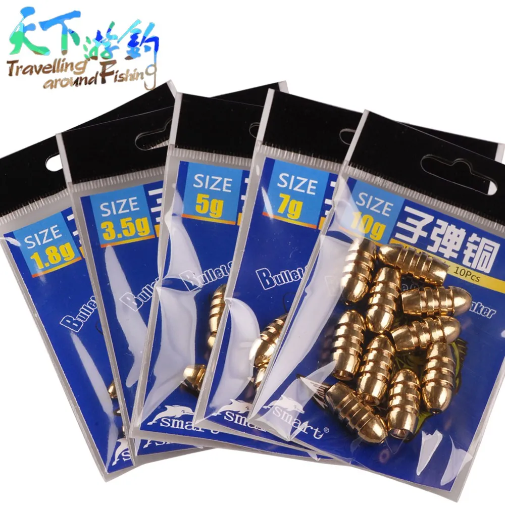TAF 20pcs Bullet Shape Copper Sinker 1.8g 3.5g 5g 7g 10g Lead Weight Sinkers for Carp Fishing Accessories Tackle Tool Pesca | Спорт и