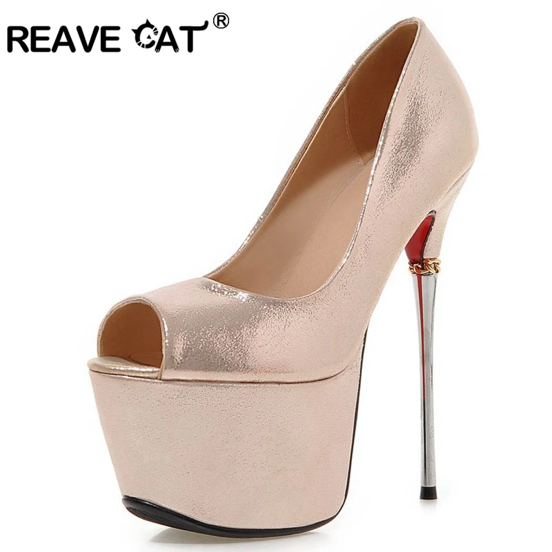 REAVE CAT Ultra high heels 16cm Glitter Leather Sexy shoes Women shoes Thin heel Women pumps Shallow Mouth Party Big size A282
REAVE CAT Ultra high heels 16cm Glitter Leather Sexy shoes Women shoes Thin heel Women pumps Shallow Mouth Party Big size A282