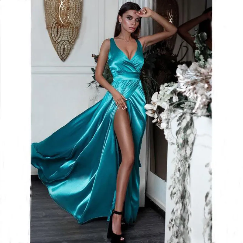 New Arrival Long Simple Evening Party Dress 2019 Sexy V-neck High Slit Soft Satin Women Formal Prom Gowns Custom All Size
New Arrival Long Simple Evening Party Dress 2019 Sexy V-neck High Slit Soft Satin Women Formal Prom Gowns Custom All Size