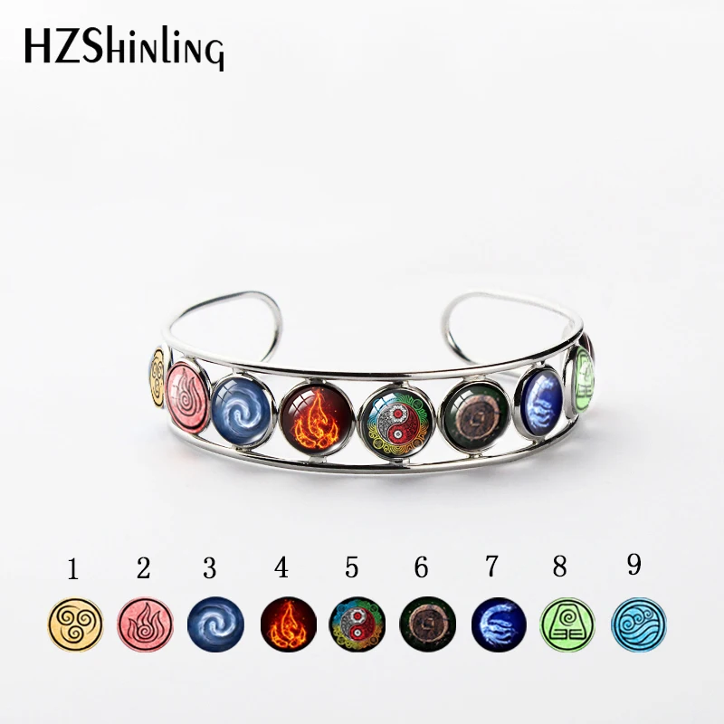 

2019 New Avatar The Last Airbender Bracelet Kingdom Jewelry Air Nomad Fire And Water Tribe Pendant Glass Dome Bangle Gift
