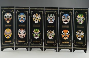 Exquisite Chinese Lacquer Ware Handwork Painting Six Fans Beijing Opera Mask Folding Screen
Exquisite Chinese Lacquer Ware Handwork Painting Six Fans Beijing Opera Mask Folding Screen