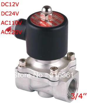 

Free Shipping 3/4" Electric Solenoid Valve VITON STAINLESS 2S200-20-V Water Solenoid Valve DC24V,AC110V and AC220V