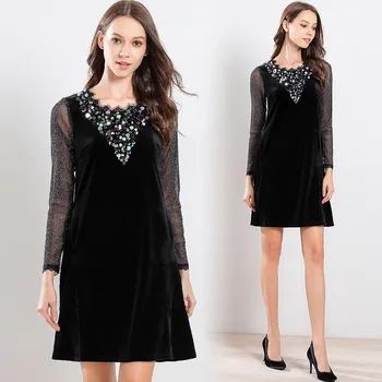 Free ship2019 Spring Female fake Two Midi Dress sequins lace patchwork gold velvet plus size A-line Dress elegant vestido XXXXXL
Free ship2019 Spring Female fake Two Midi Dress sequins lace patchwork gold velvet plus size A-line Dress elegant vestido XXXXXL