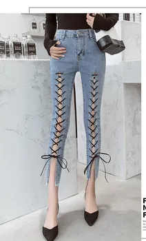 2019 Summer Women Sexy Lace Up Solid Skinny Jeans Fashion Hollow Out Pencil Pants Pocket Ankle-Length Denim Pants
2019 Summer Women Sexy Lace Up Solid Skinny Jeans Fashion Hollow Out Pencil Pants Pocket Ankle-Length Denim Pants