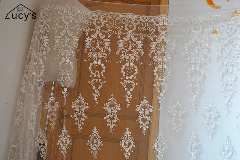135CM width high quality Rayon lace fabric in Ivory color 1 Yard free shipping Sequins lace fabric for wedding
135CM width high quality Rayon lace fabric in Ivory color 1 Yard free shipping Sequins lace fabric for wedding