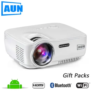 AUN AM01S 1400 Lumens LED Projector Set in Android 4.4 WIFI Bluetooth Support