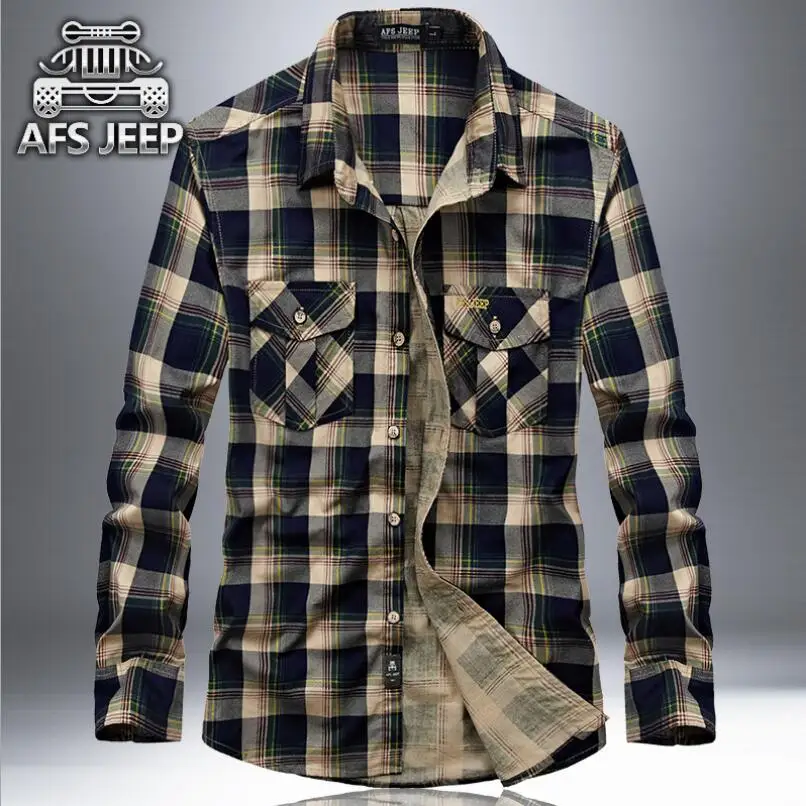 100% Cotton Men plaid shirts Original Brand AFS Jeep New 2018 long sleeve shirt for Spring Autumn military style mens Blouses
100% Cotton Men plaid shirts Original Brand AFS Jeep New 2018 long sleeve shirt for Spring Autumn military style mens Blouses