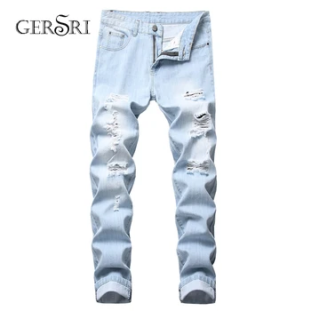 Gersri Ripped Denim Knee Hole Zipper Biker Jeans Men Slim Skinny destroyed hole Jean Pants Cotton male Washed Jeans
Gersri Ripped Denim Knee Hole Zipper Biker Jeans Men Slim Skinny destroyed hole Jean Pants Cotton male Washed Jeans